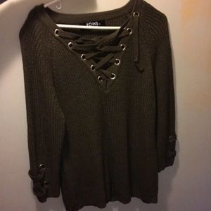 Yoins Lace-up Knit Long Sleeves Sweater Dress